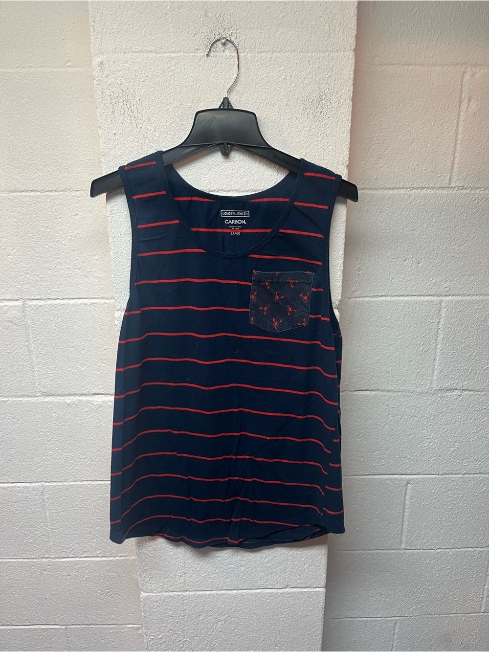 Carbon Navy Tank Top with Red Stripes